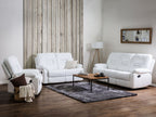 3 Seater Faux Leather Manual Recliner Sofa White BERGEN
