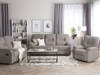 3 Seater Fabric Manual Recliner Sofa Taupe Beige BERGEN