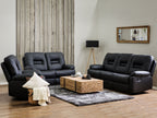 3 Seater Faux Leather Manual Recliner Sofa Black BERGEN