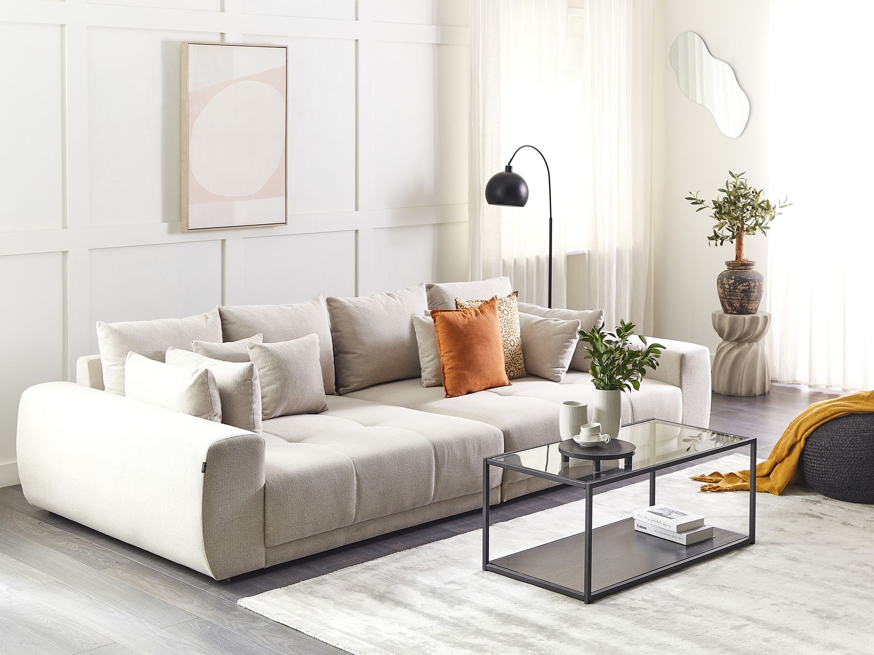 4 Seater Fabric Sofa Beige TORPO