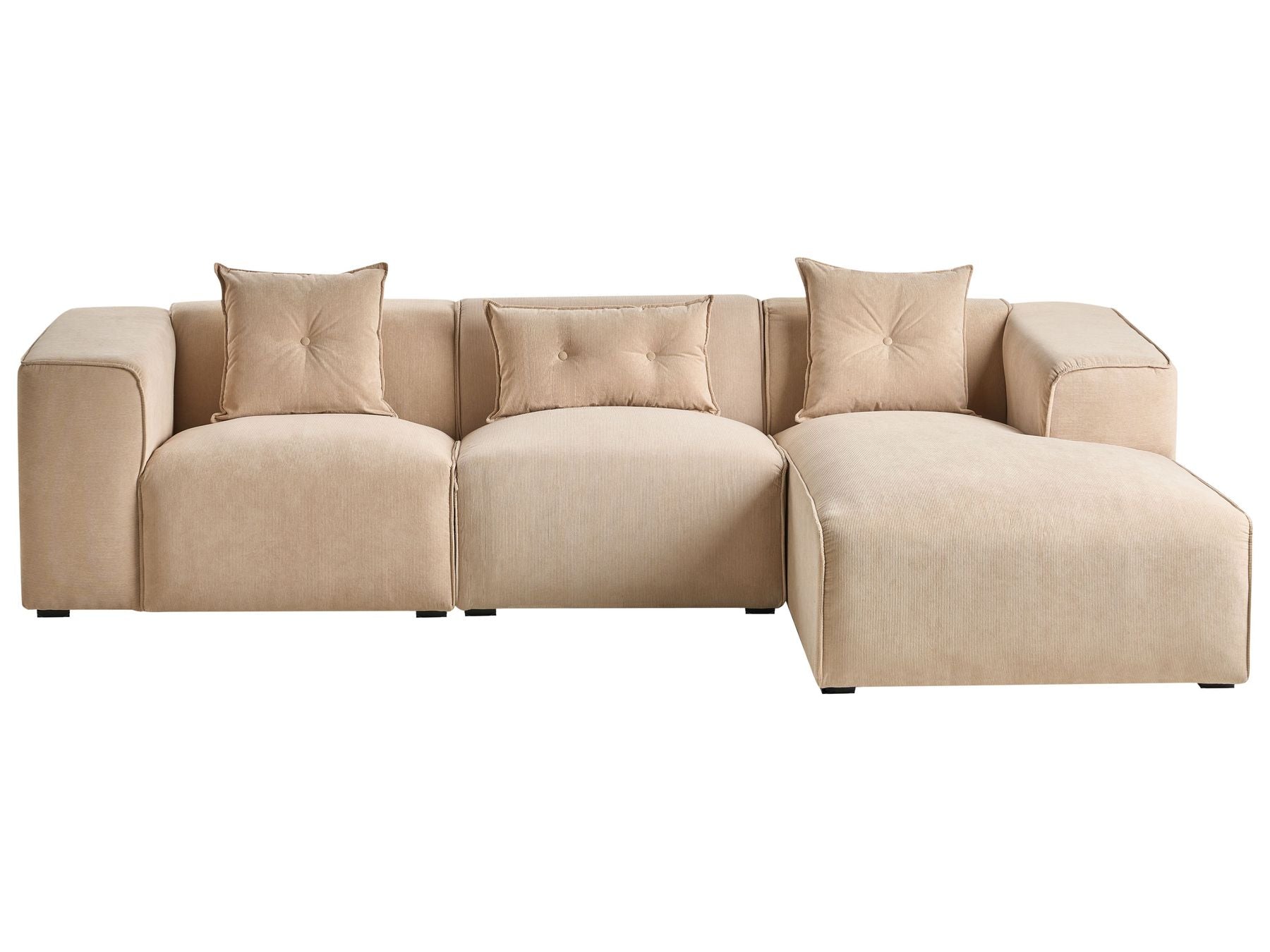 Corner Sofa DOLVA Corduroy Beige 3 Seater Left Hand
