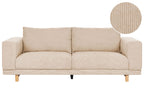 3 Seater Jumbo Cord Sofa Beige NIVALA