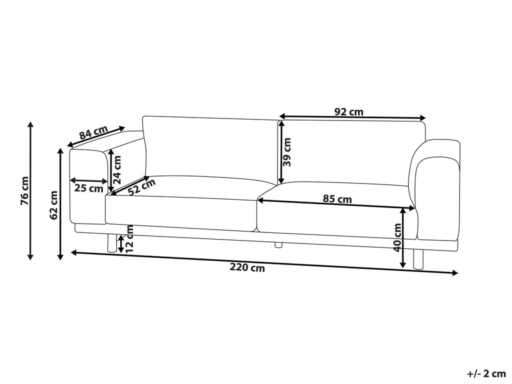 3 Seater Jumbo Cord Sofa Beige NIVALA