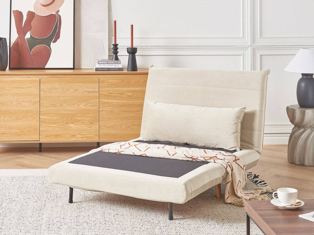 Single Sofa Bed SETTEN Velvet Light Beige