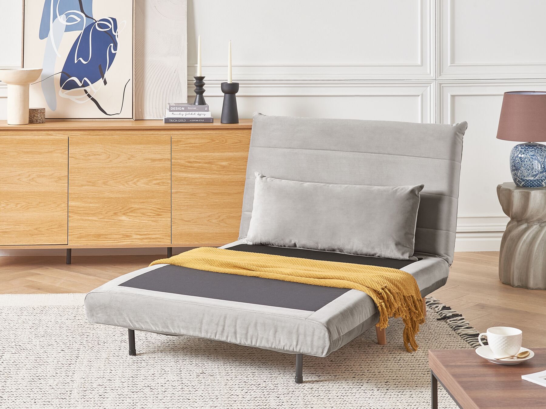 Single Sofa Bed SETTEN Velvet Light Grey