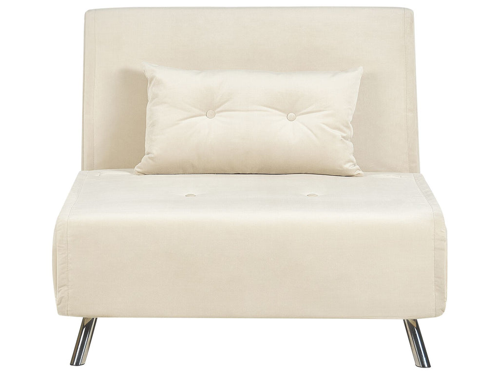 Single Sofa Bed FARRIS Velvet Light Beige