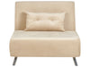 Single Sofa Bed Velvet Sand Beige
