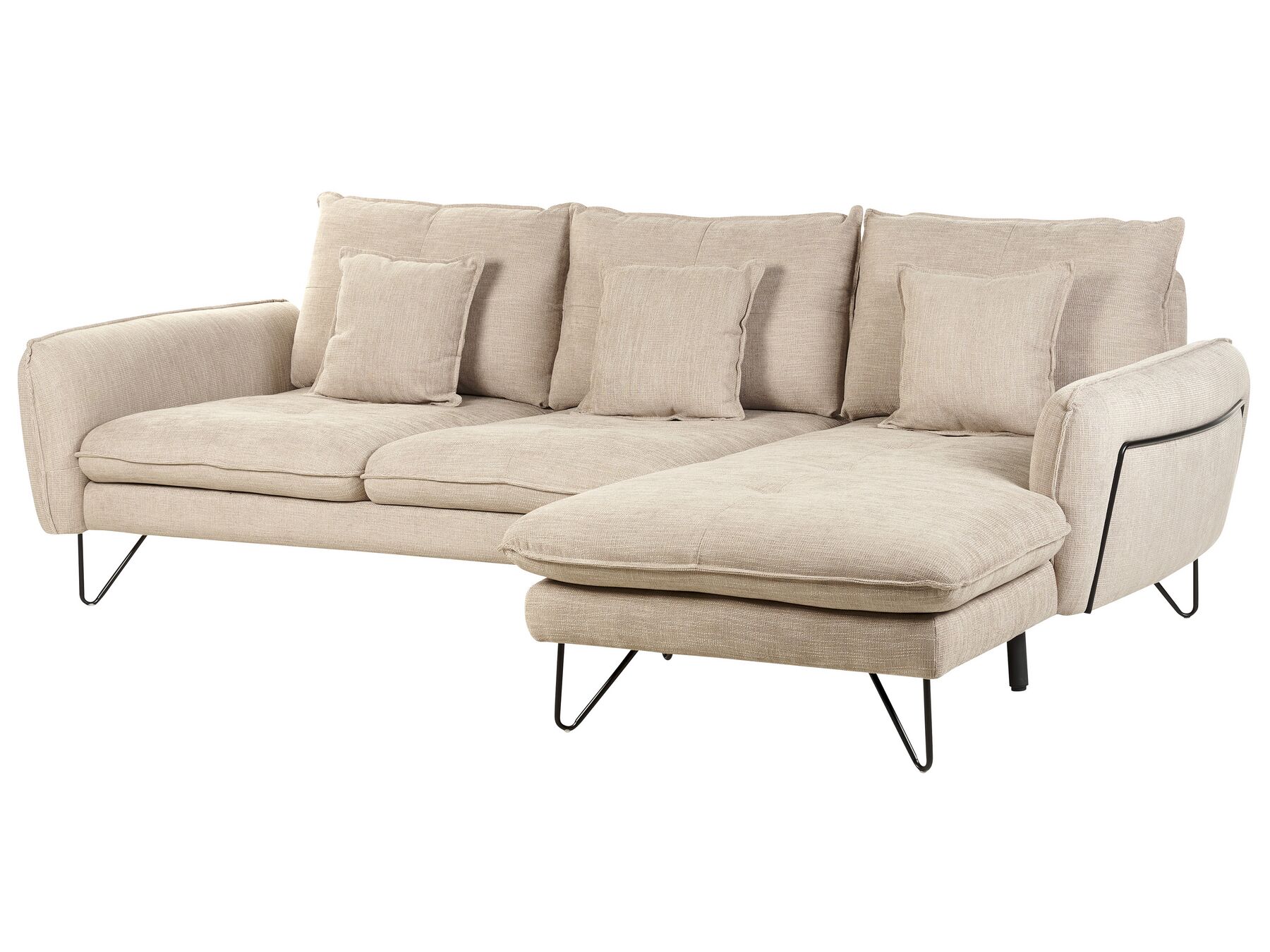 Left Hand Fabric Corner Sofa Beige SERSAN
