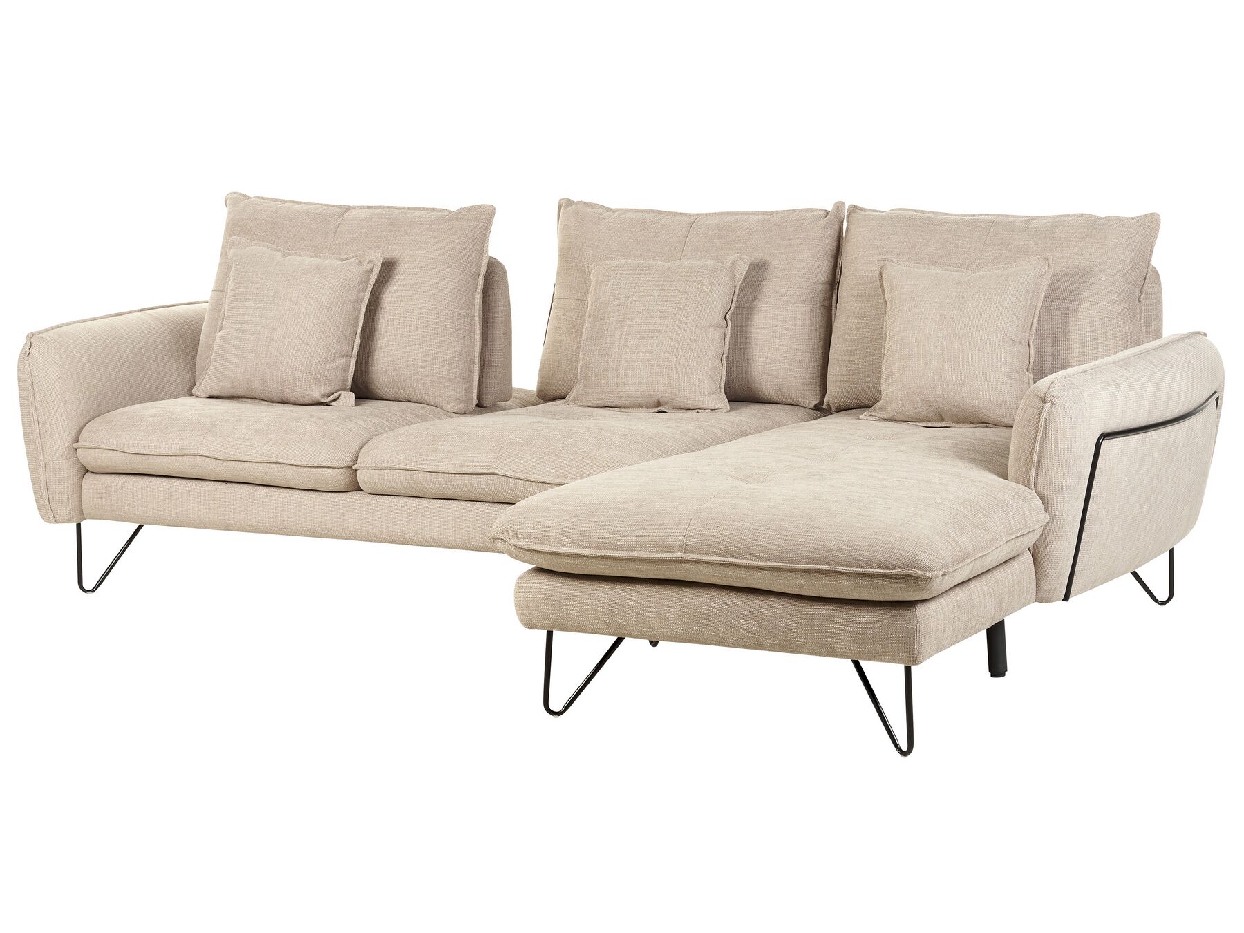 Left Hand Fabric Corner Sofa Beige SERSAN