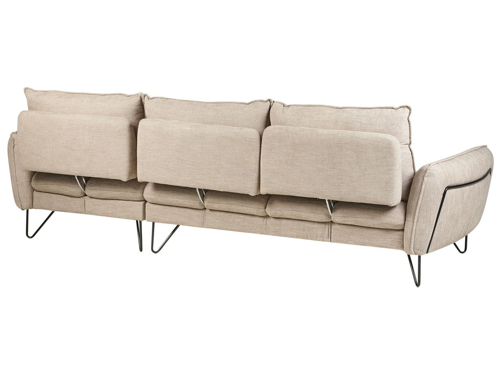 Left Hand Fabric Corner Sofa Beige SERSAN