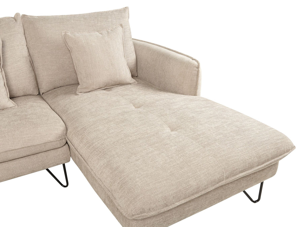 Left Hand Fabric Corner Sofa Beige SERSAN