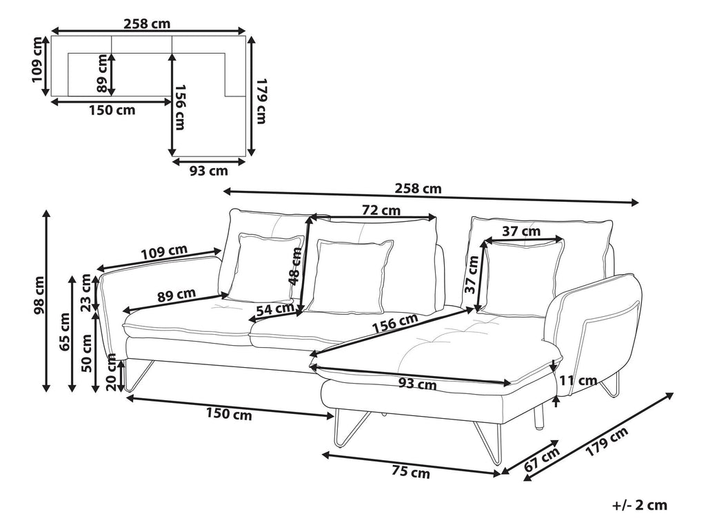 Left Hand Fabric Corner Sofa Beige SERSAN