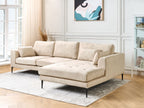 Corner Sofa FLAM Velvet Light Beige 3 Seater Left Hand