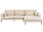 Corner Sofa FLAM Velvet Light Beige 3 Seater Left Hand