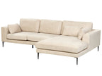 Corner Sofa FLAM Velvet Light Beige 3 Seater Left Hand