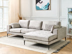 Corner Sofa FLAM Velvet Grey 3 Seater Left Hand