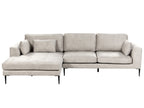 Corner Sofa FLAM Velvet Grey 3 Seater Right Hand