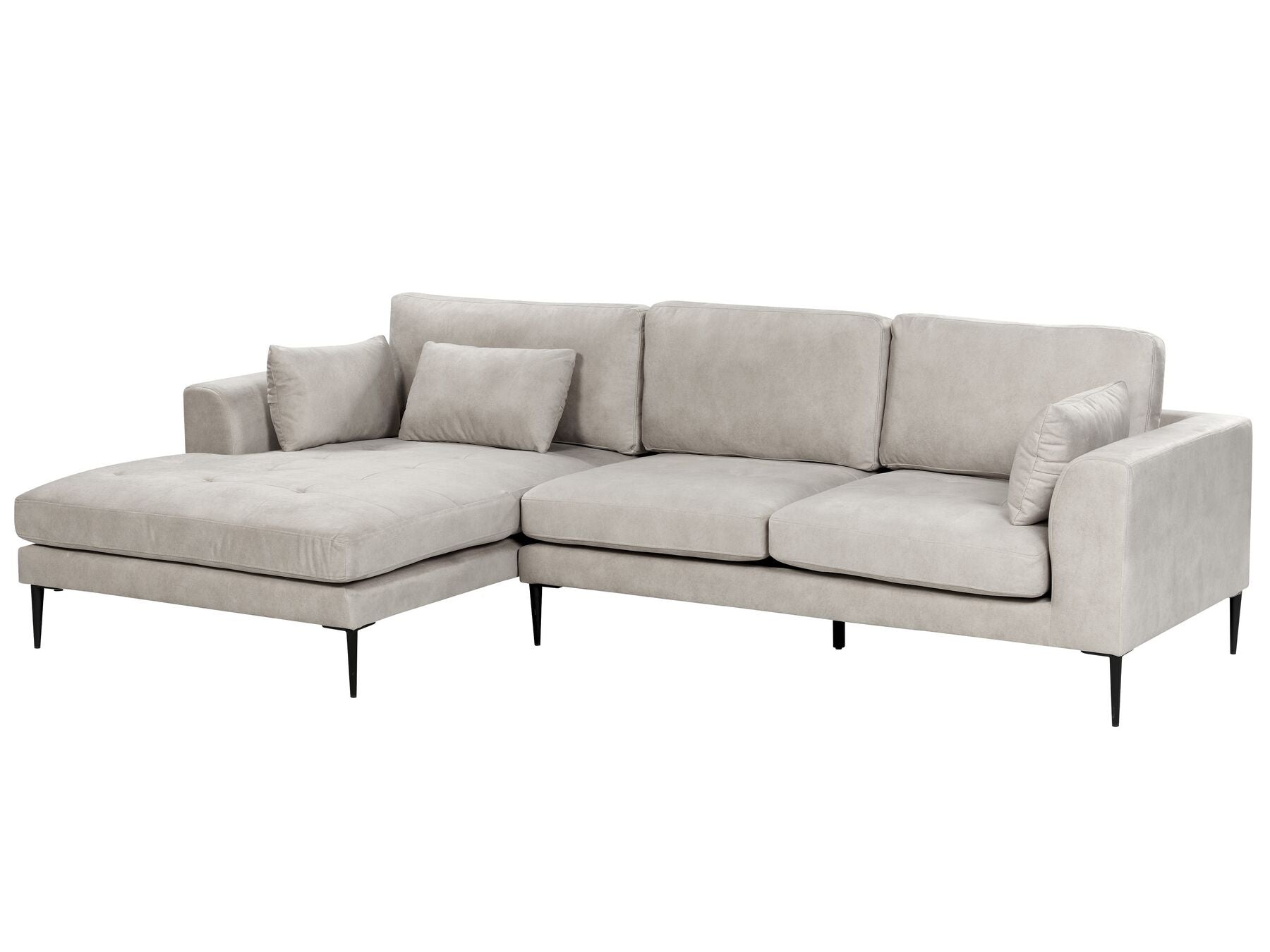Corner Sofa FLAM Velvet Grey 3 Seater Right Hand