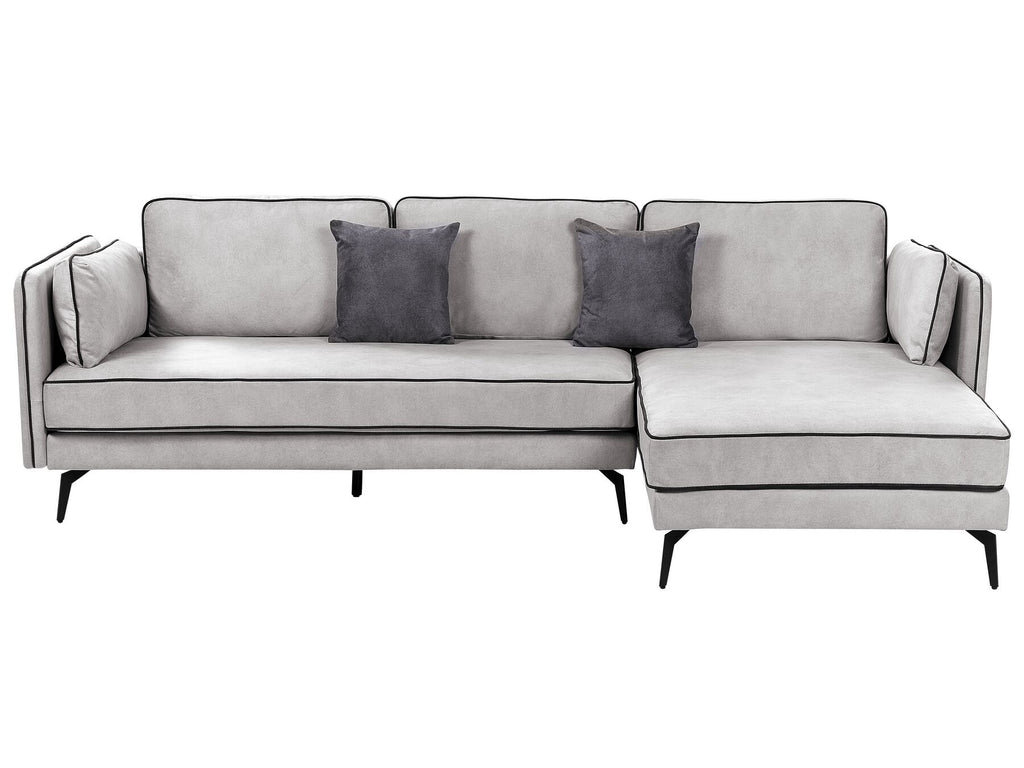 Corner Sofa ALTAN Velvet Light Grey 3 Seater Left Hand