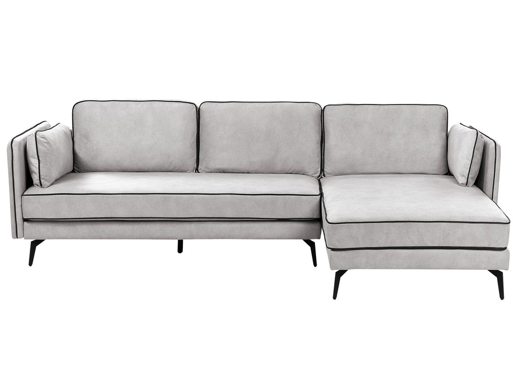 Corner Sofa ALTAN Velvet Light Grey 3 Seater Left Hand