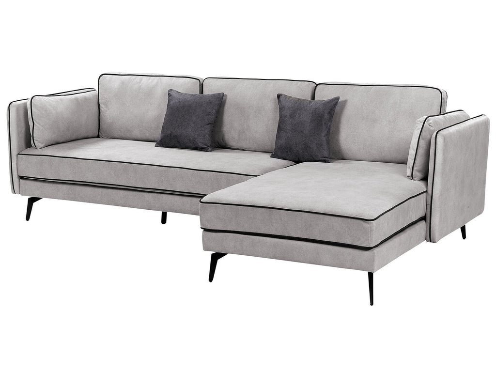 Corner Sofa ALTAN Velvet Light Grey 3 Seater Left Hand