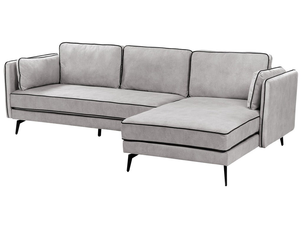 Corner Sofa ALTAN Velvet Light Grey 3 Seater Left Hand