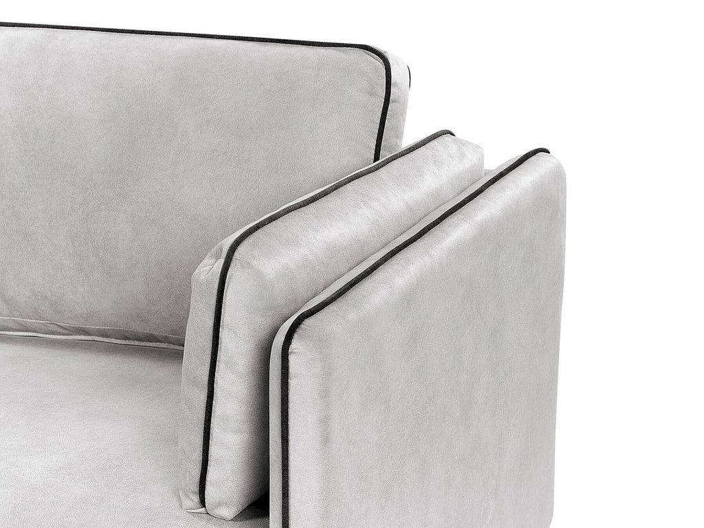 Corner Sofa ALTAN Velvet Light Grey 3 Seater Left Hand