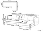 Corner Sofa ALTAN Velvet Light Grey 3 Seater Left Hand