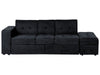 Sofa Bed Fabric Black with Storage 3 Seater