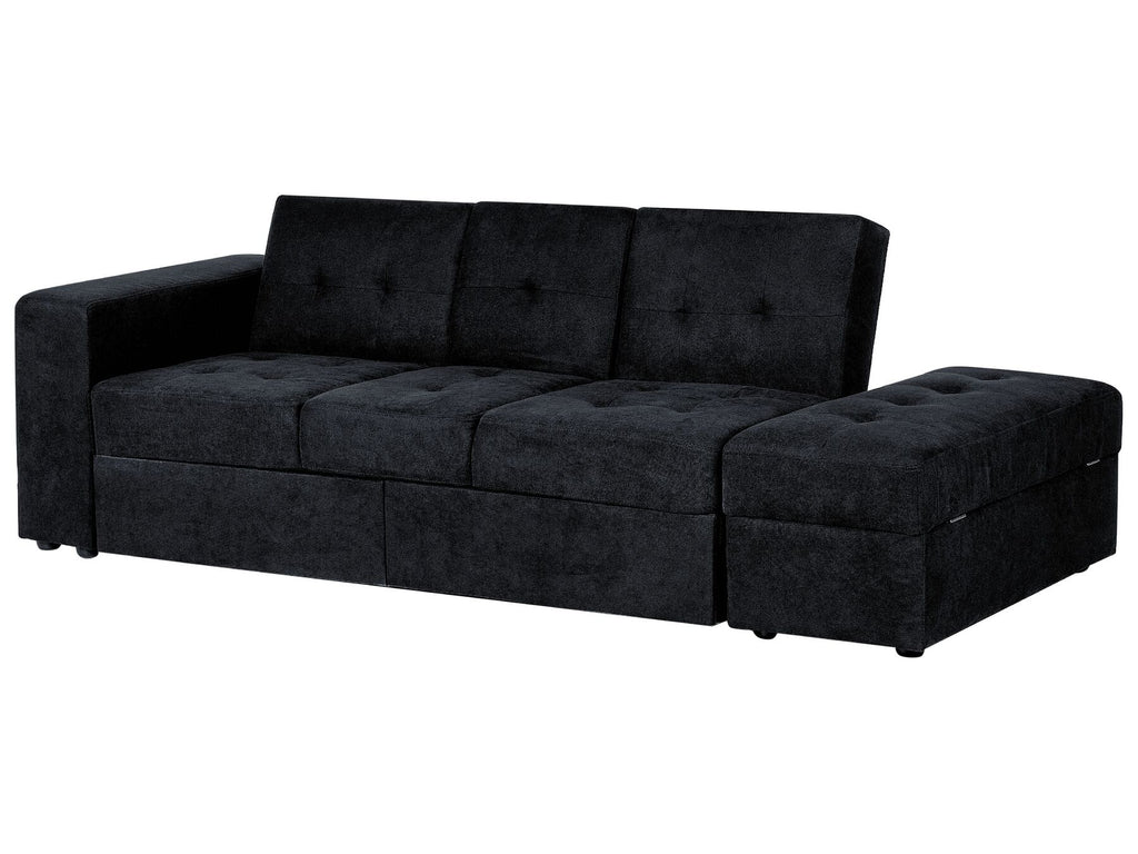 Sofa Bed FALSTER Fabric Black with Storage 3 Seater