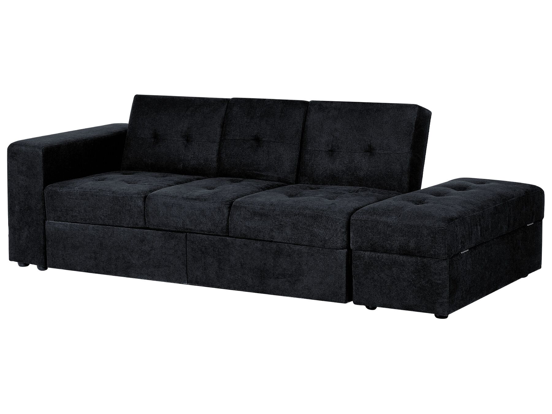 Sofa Bed FALSTER Fabric Black with Storage 3 Seater