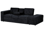 Sofa Bed FALSTER Fabric Black with Storage 3 Seater
