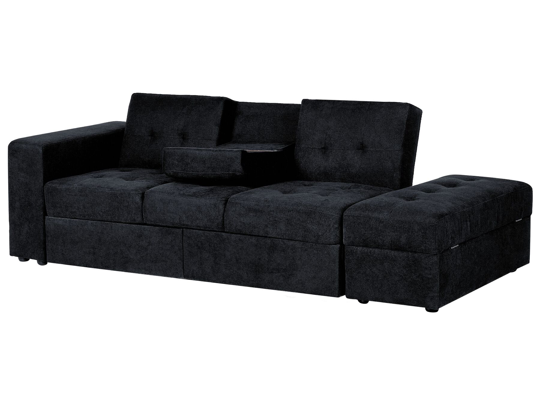 Sofa Bed FALSTER Fabric Black with Storage 3 Seater