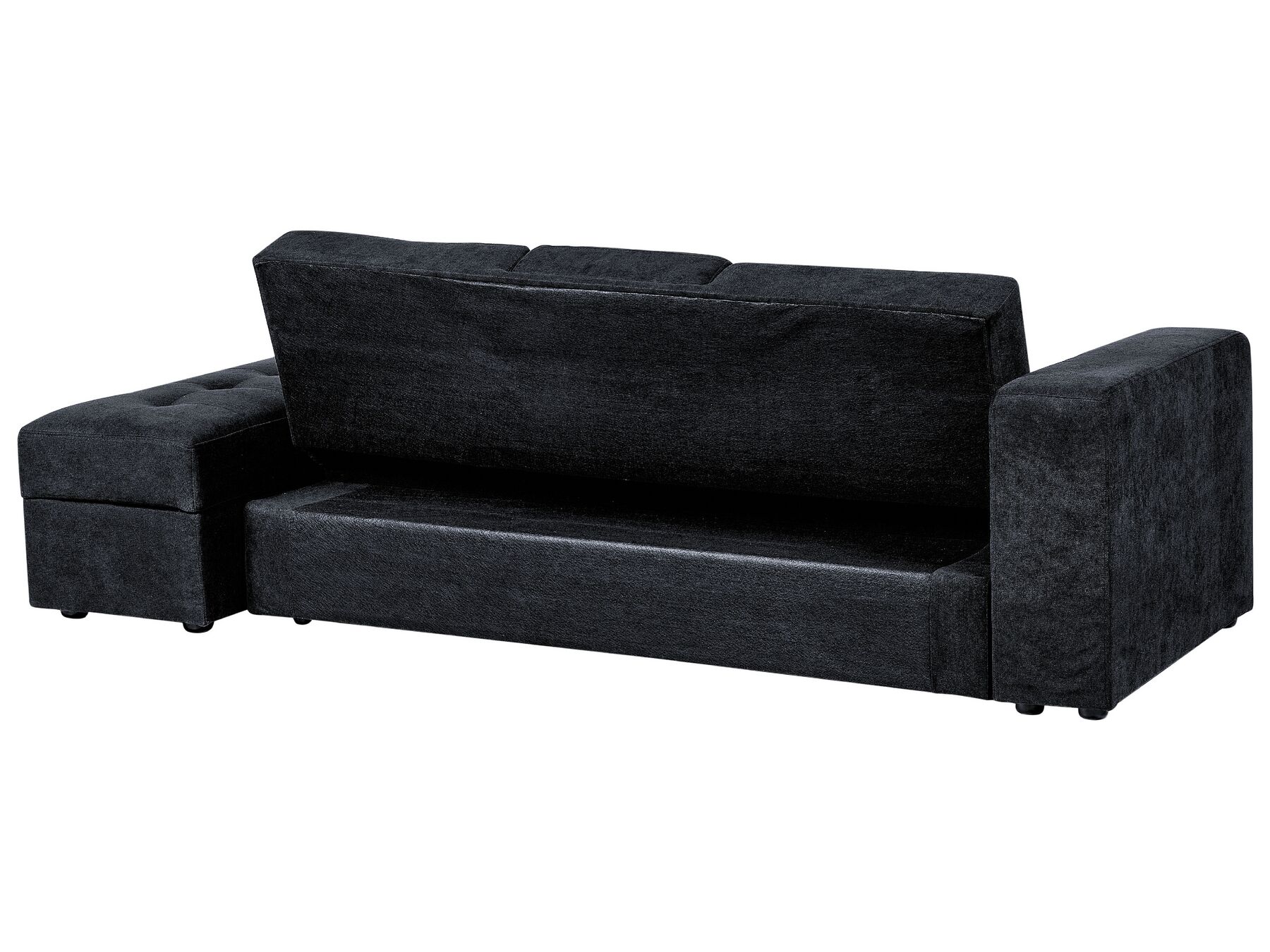 Sofa Bed FALSTER Fabric Black with Storage 3 Seater