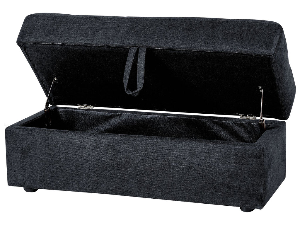 Sofa Bed FALSTER Fabric Black with Storage 3 Seater
