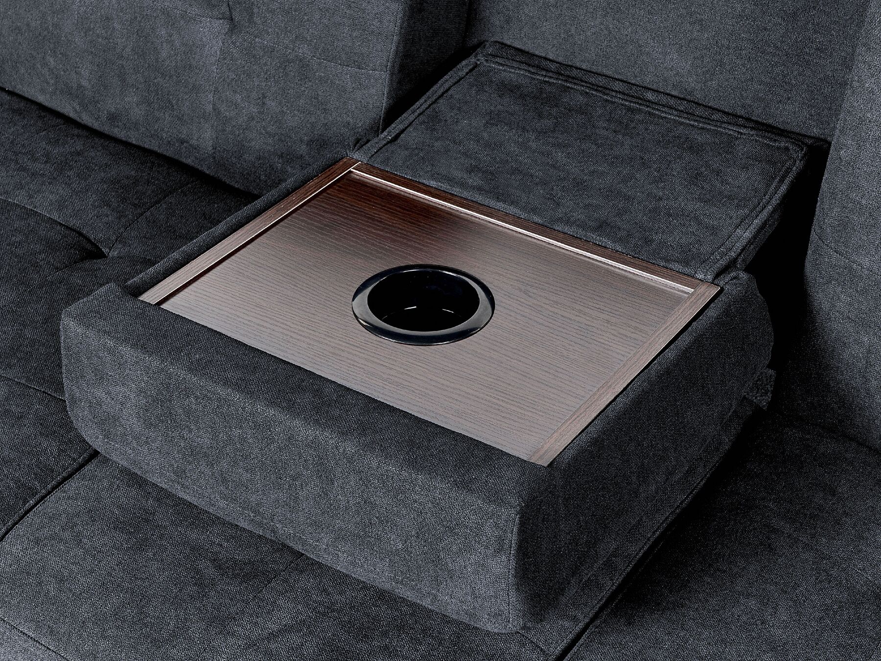 Sofa Bed FALSTER Fabric Black with Storage 3 Seater