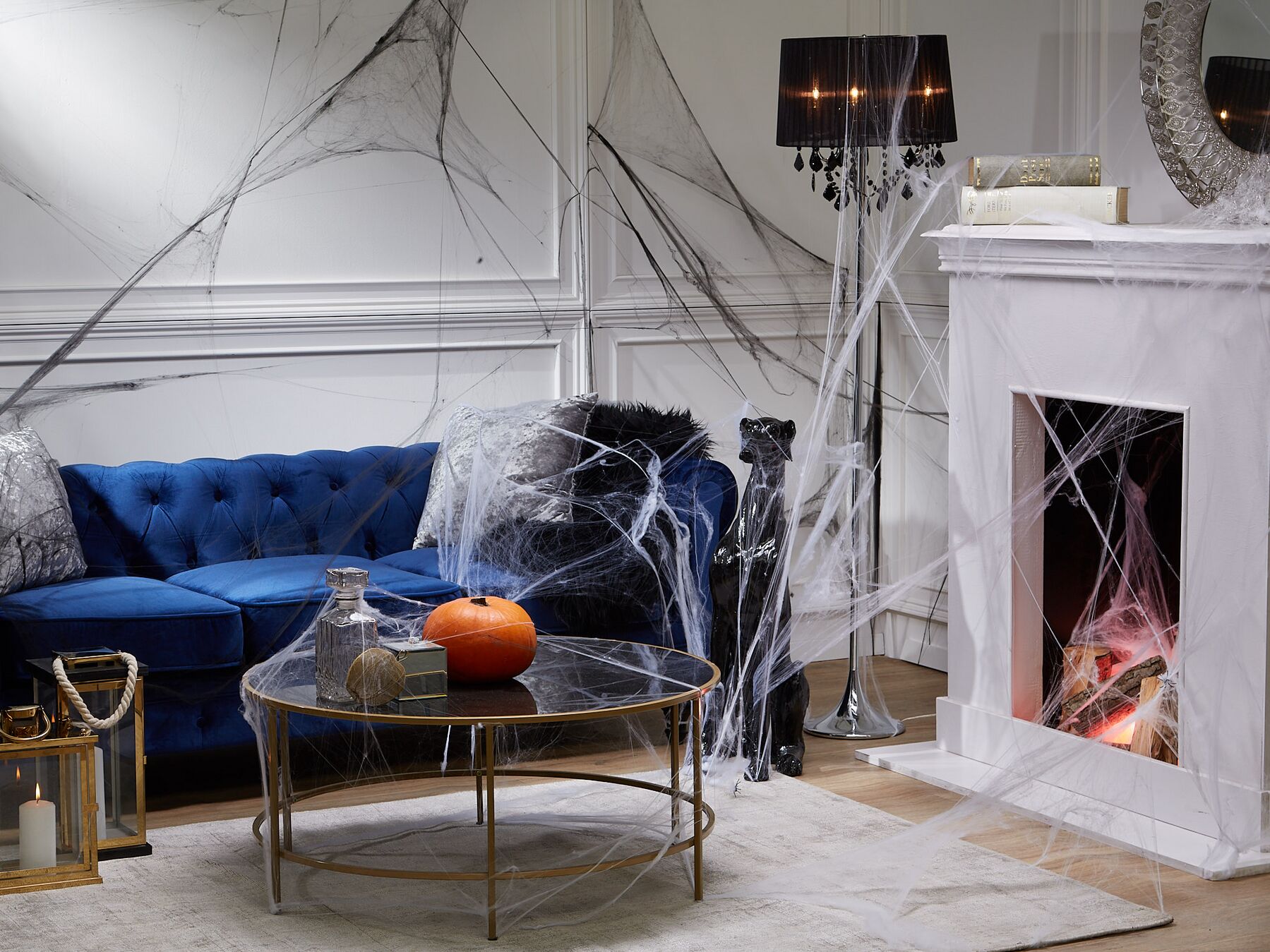 3 Seater Velvet Fabric Sofa Navy Blue CHESTERFIELD