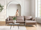 Left Hand Faux Suede Corner Sofa Light Brown GALLO