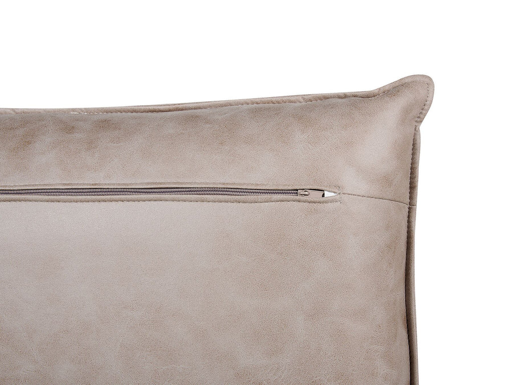 Left Hand Faux Suede Corner Sofa Light Brown GALLO