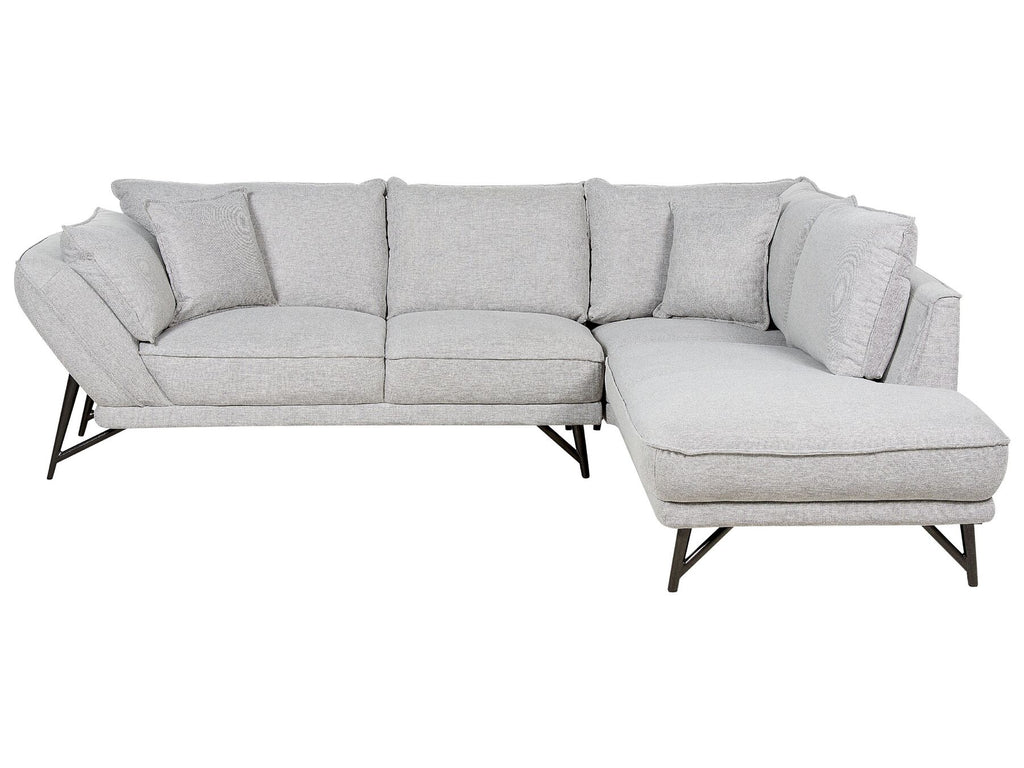 Left Hand Linen Corner Sofa Light Grey ELGA