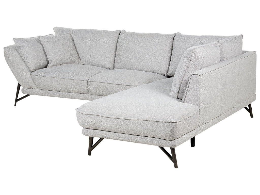 Left Hand Linen Corner Sofa Light Grey ELGA