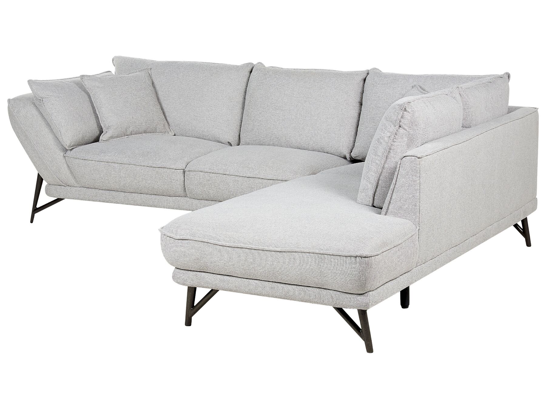 Left Hand Linen Corner Sofa Light Grey ELGA