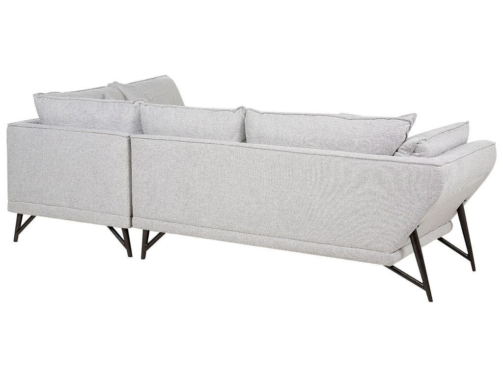 Left Hand Linen Corner Sofa Light Grey ELGA