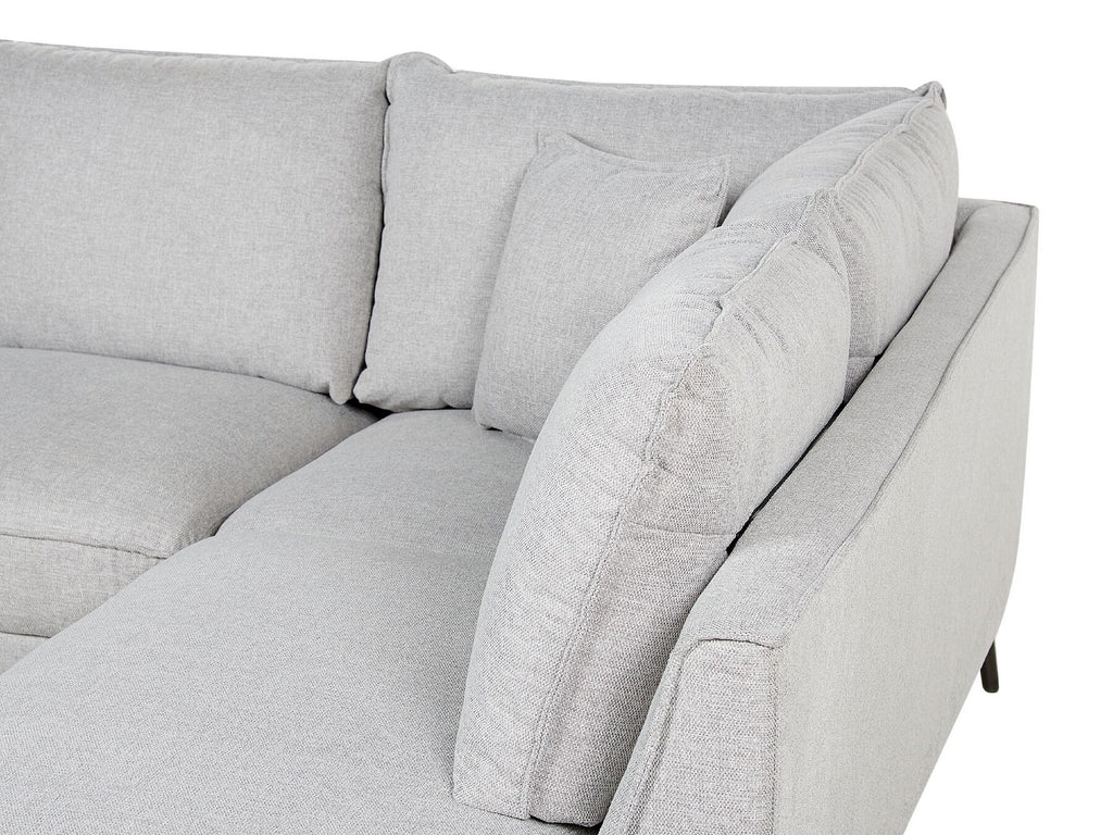 Left Hand Linen Corner Sofa Light Grey ELGA