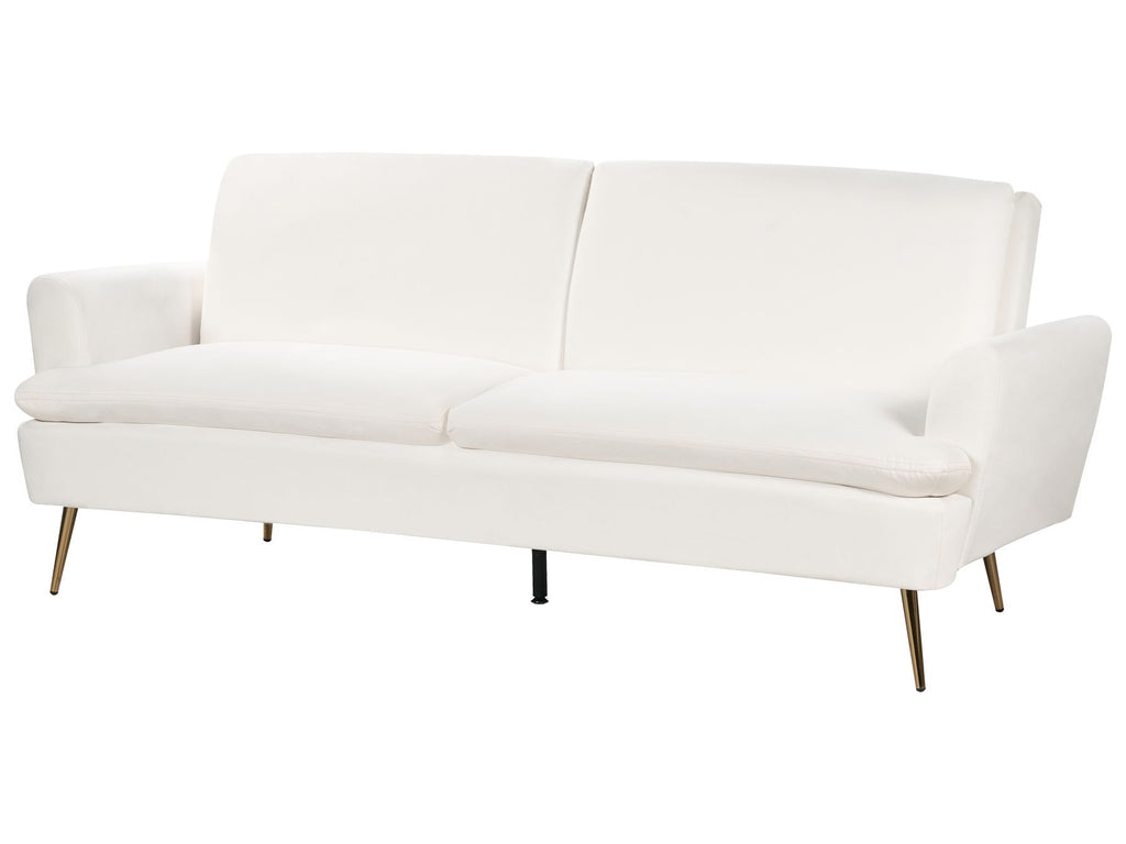 Sofa Bed VETTRE Velvet Off-White 3 Seater