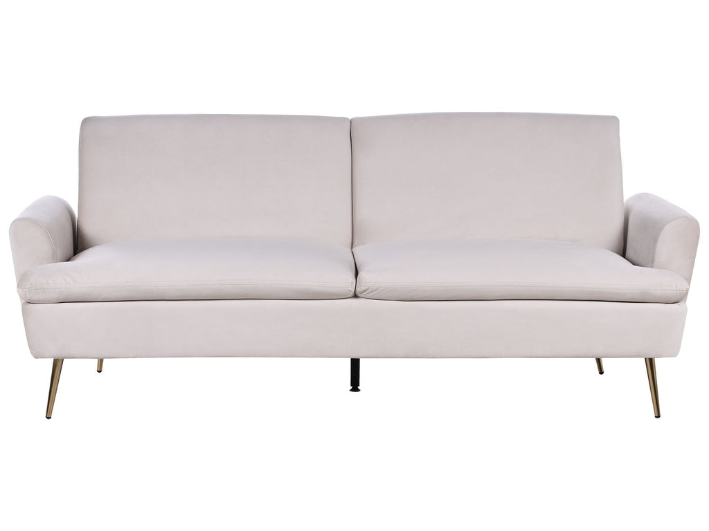 Sofa Bed VETTRE Velvet Light Beige 3 Seater