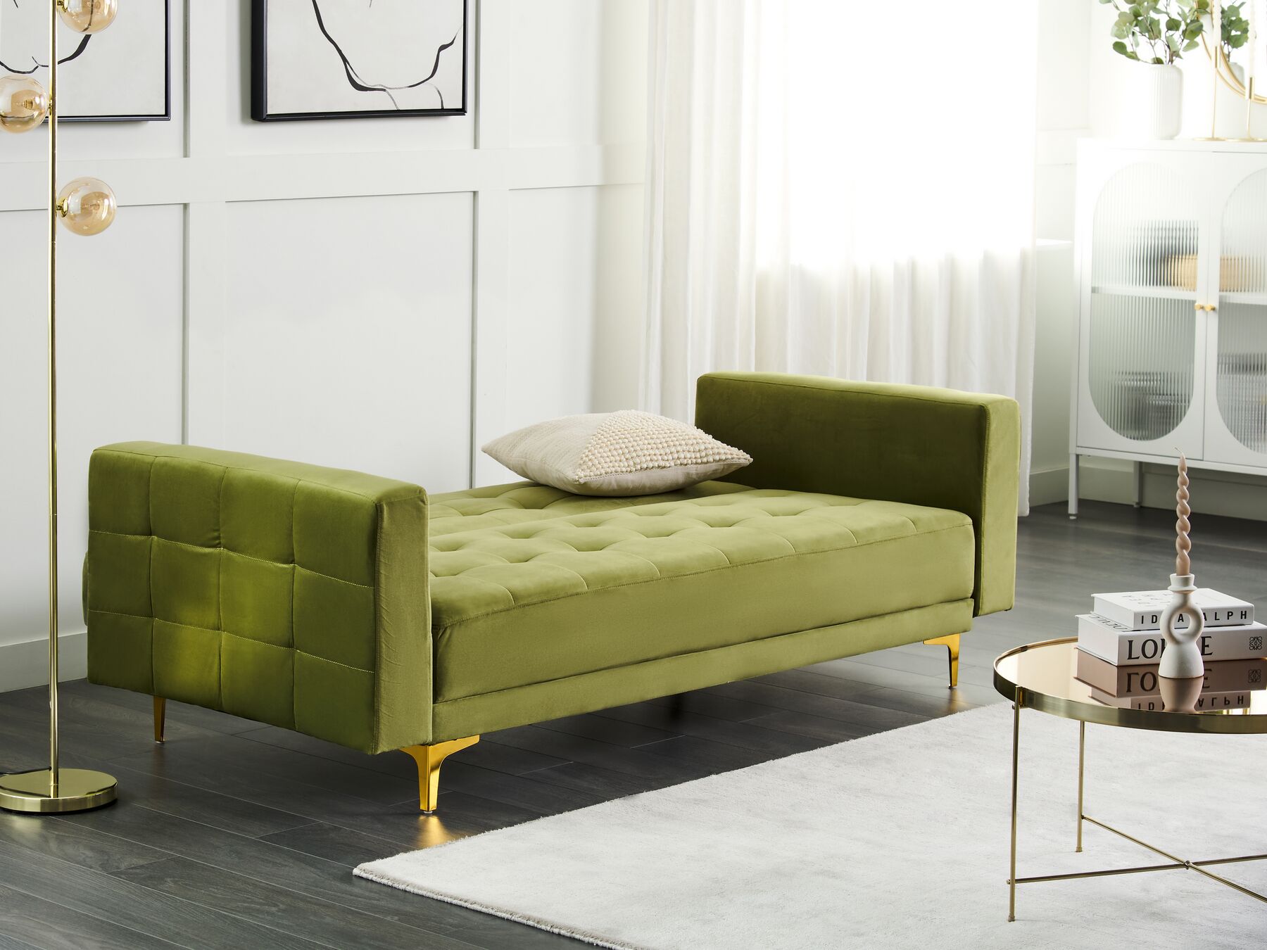 Sofa Bed ABERDEEN Velvet Green 3 Seater