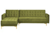 Modular Corner Sofa Bed Velvet Green 4 Seater Right Hand