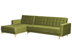 Modular Corner Sofa Bed ABERDEEN Velvet Green 4 Seater Right Hand