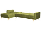 Modular Corner Sofa Bed ABERDEEN Velvet Green 4 Seater Right Hand